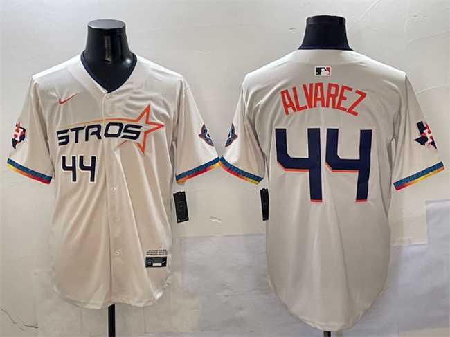 Mens Houston Astros #44 Yordan Alvarez Cream 2025 City Connect With Texas Patch Limited Stitched Jersey
